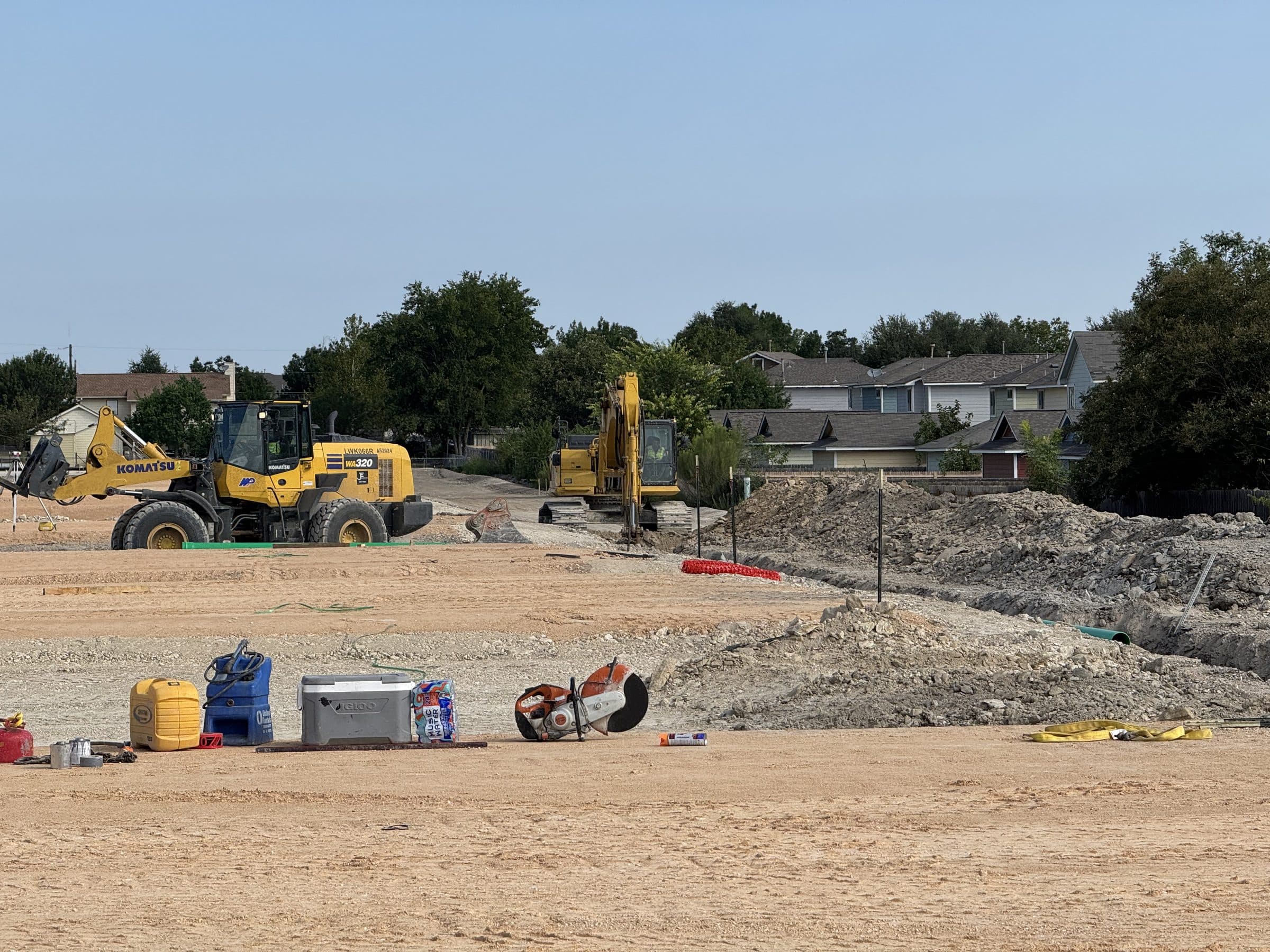 Site excavation alongside the existing Round Rock subdivision